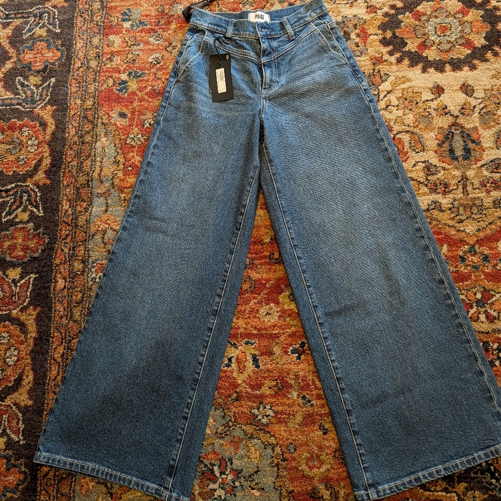Wide-Leg Blue Jeans Paige